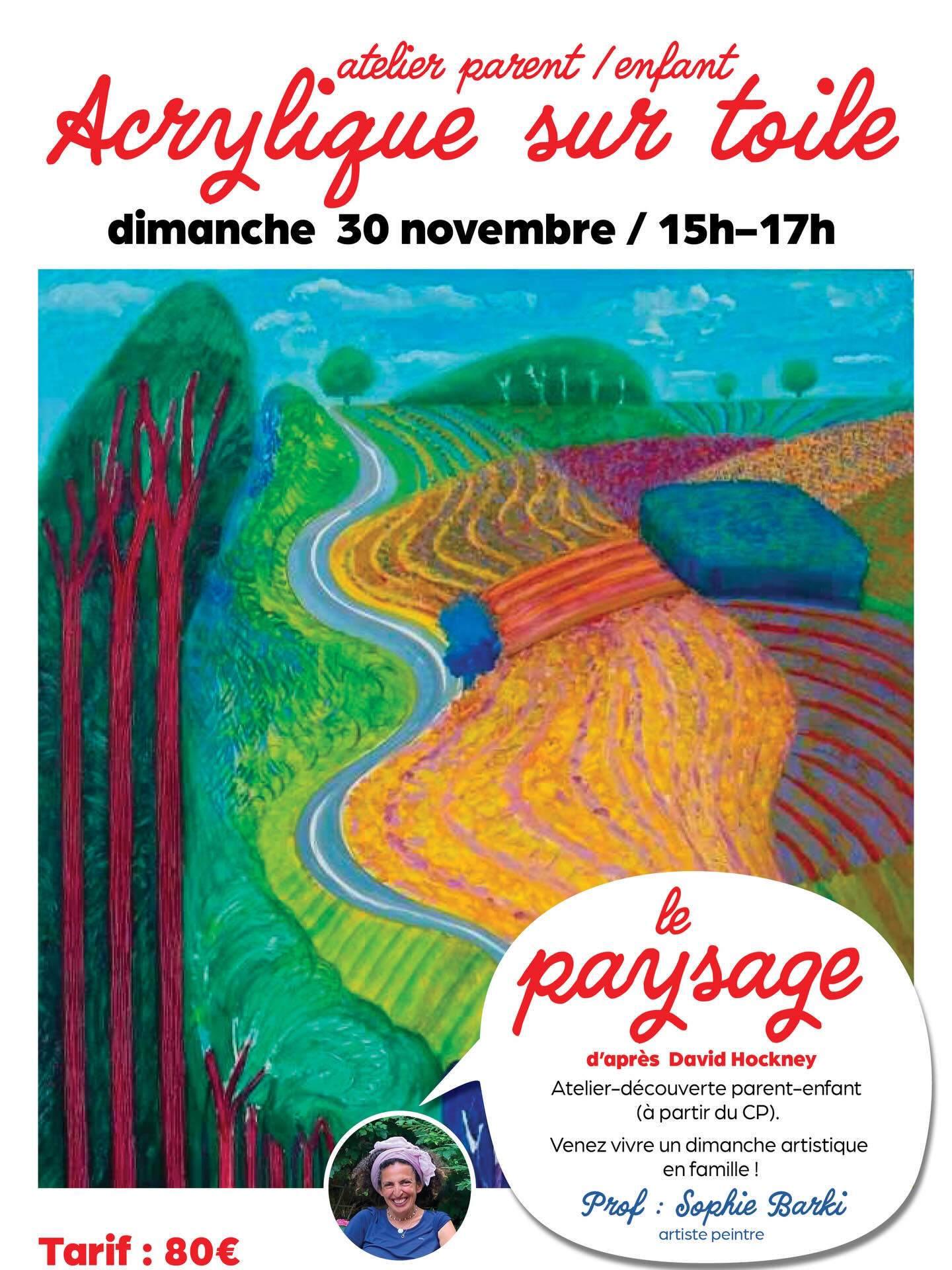 #atelierparentenfant #acrylique #paysage #davidhockney #dimanche30novembre2025